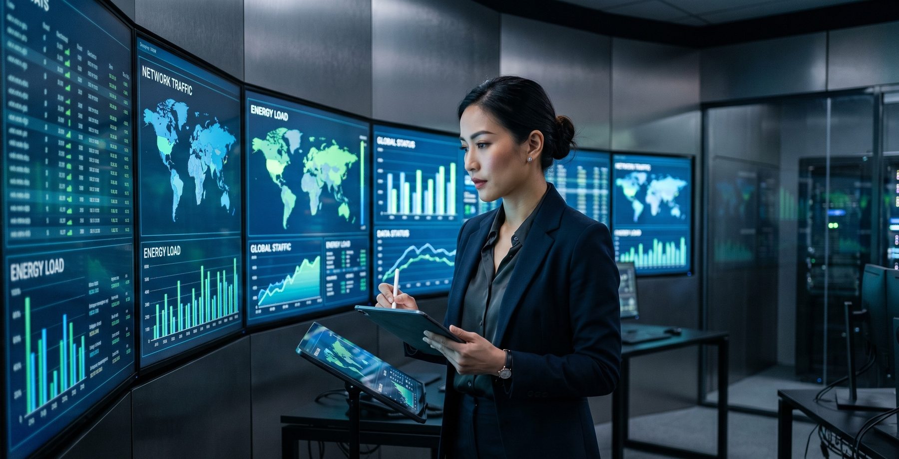 Financial analysts reviewing cross-border investment data and market intelligence — the analytical foundation of Majapahit Group's advisory work