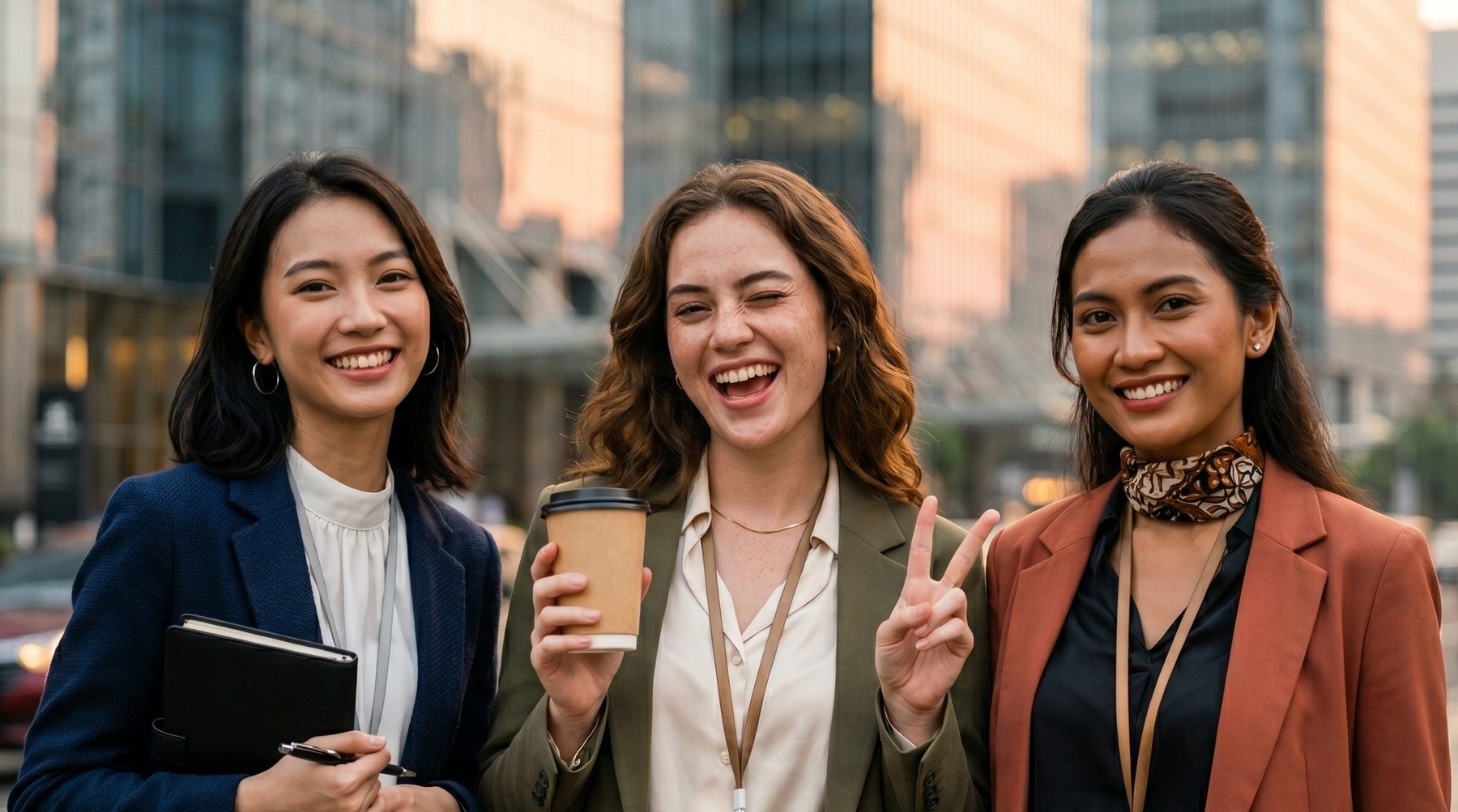 Three young professional women — representing the next generation of cross-border advisors at Majapahit Group, working at the intersection of US and Indonesian markets
