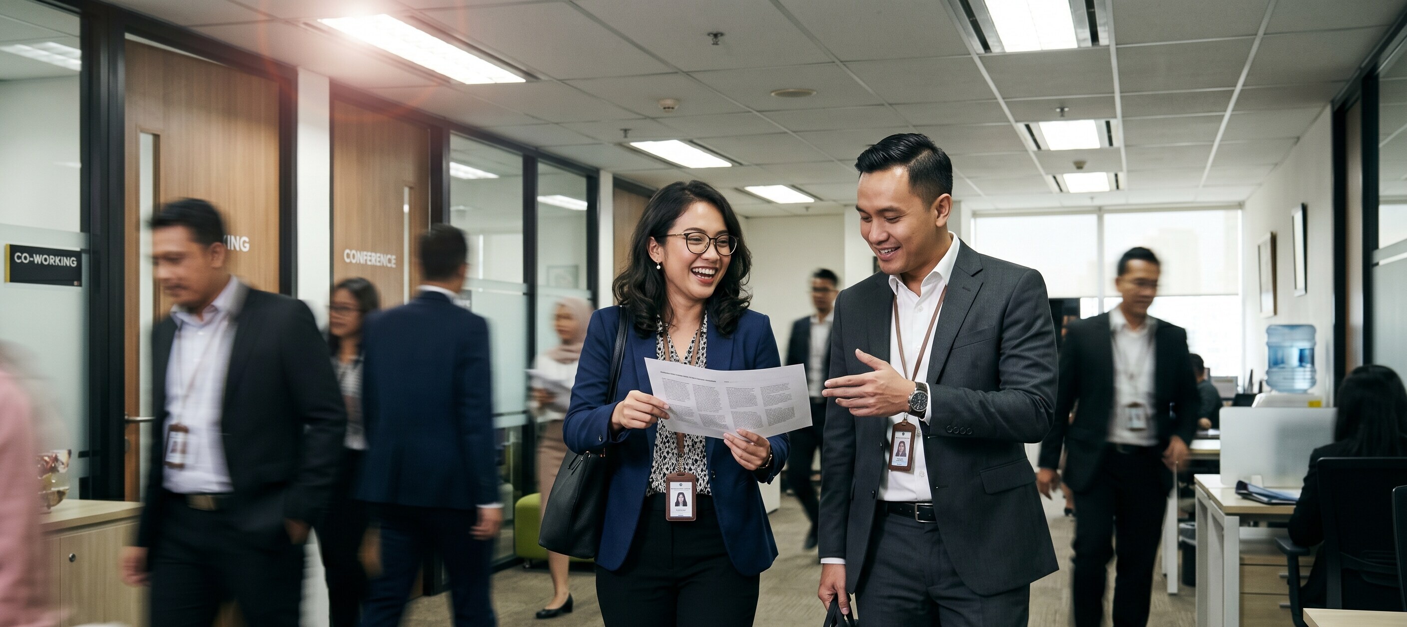 Majapahit Group professionals collaborating in a modern office — the dynamic, curiosity-driven culture at the heart of the firm's US–Indonesia advisory practice
