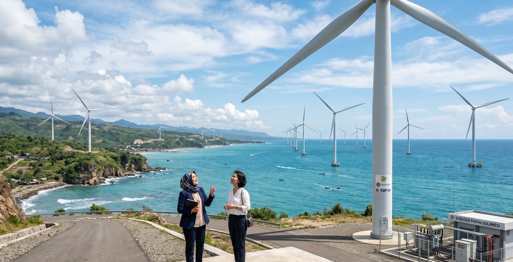 Offshore wind farm on the Indonesian coast — sustainable energy project finance